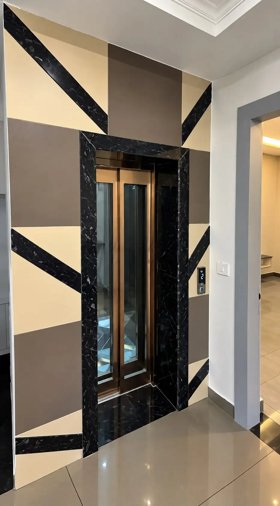 Lift with glass doors
